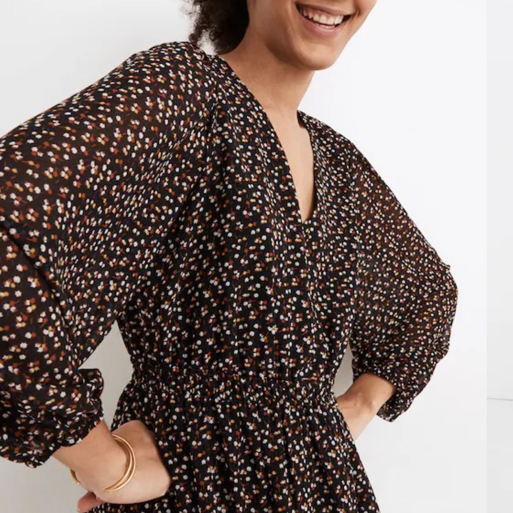 Georgette Button-Front Mini Dress in Adorable Ditsy